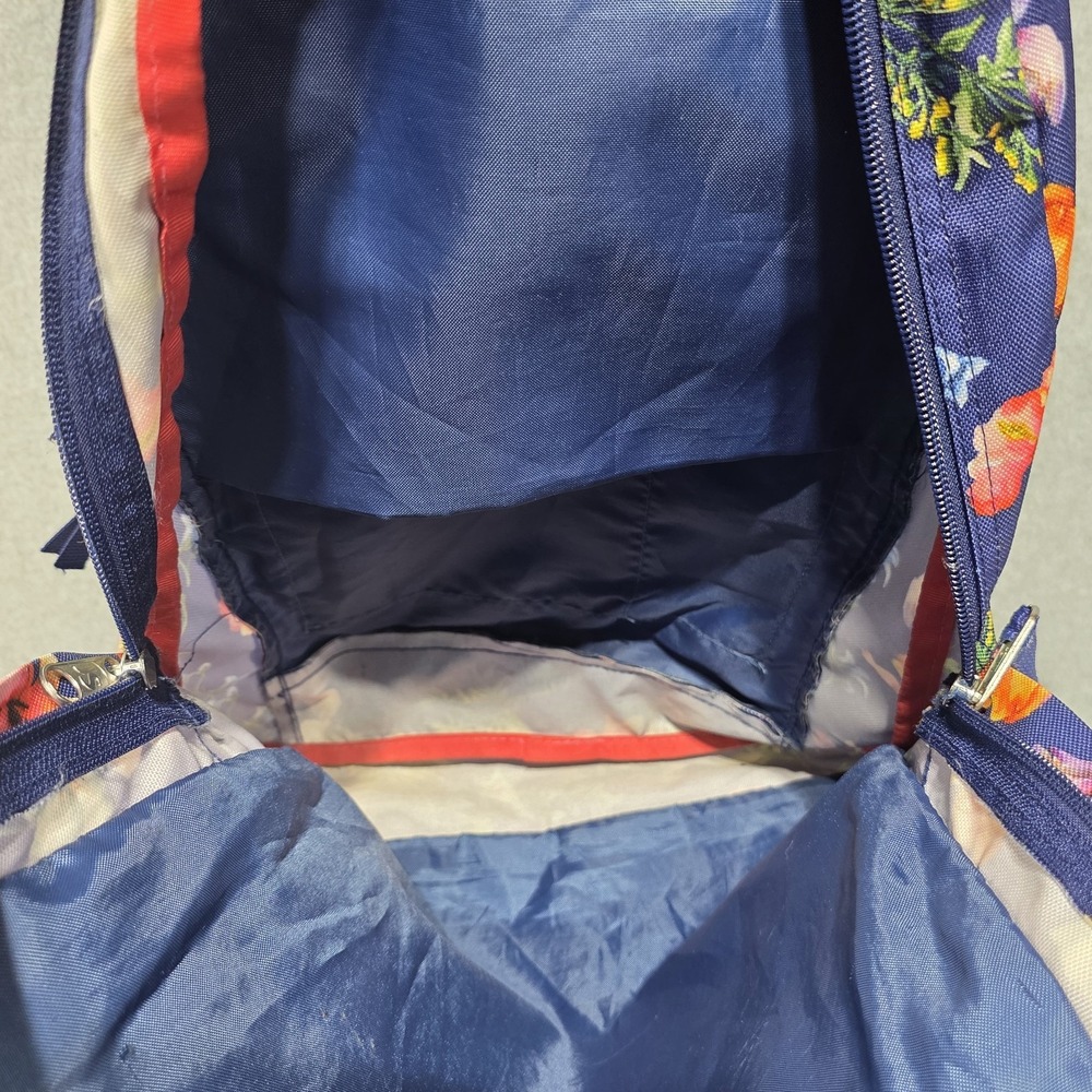 JanSport Big Student Blue Floral Backpack Polyester Zip Pockets - Picture 12 of 15